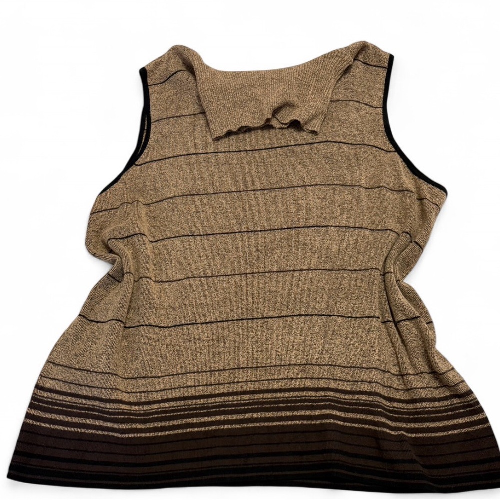 Emma James Tan and Brown Striped Tank Top